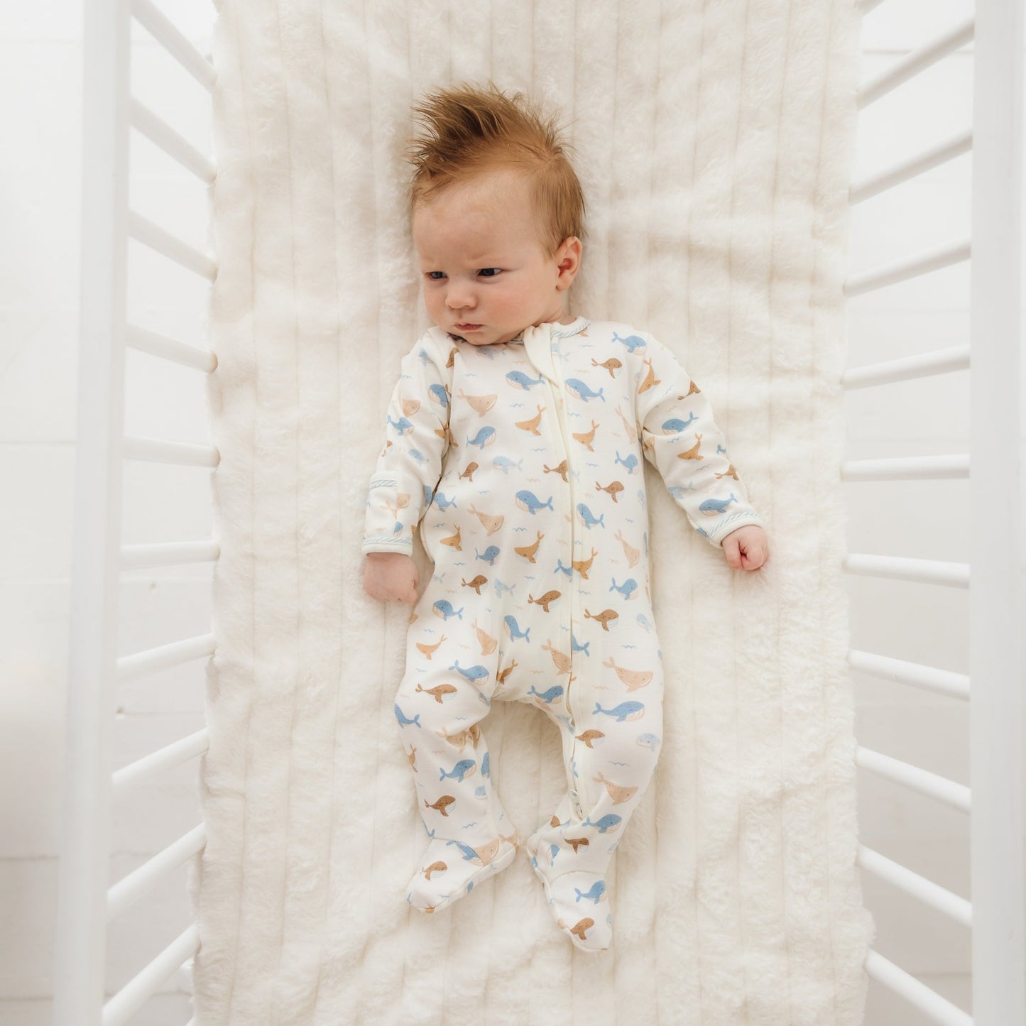Whale Tales Zip Footie - Magnolia BabyFootie