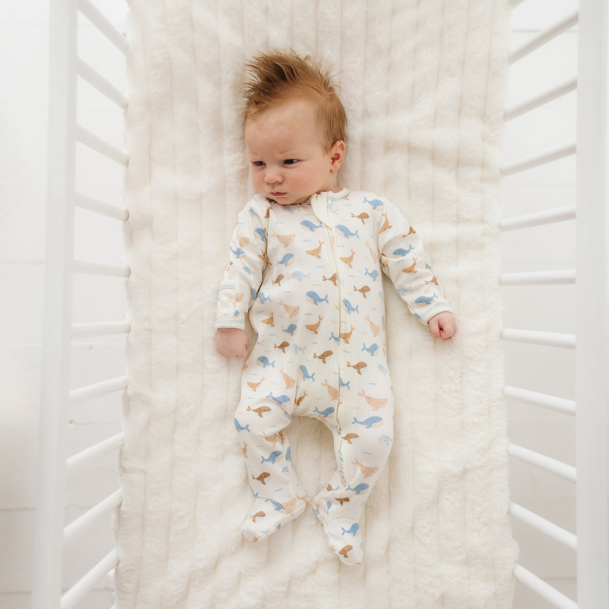 Whale Tales Zip Footie - Magnolia BabyFootie