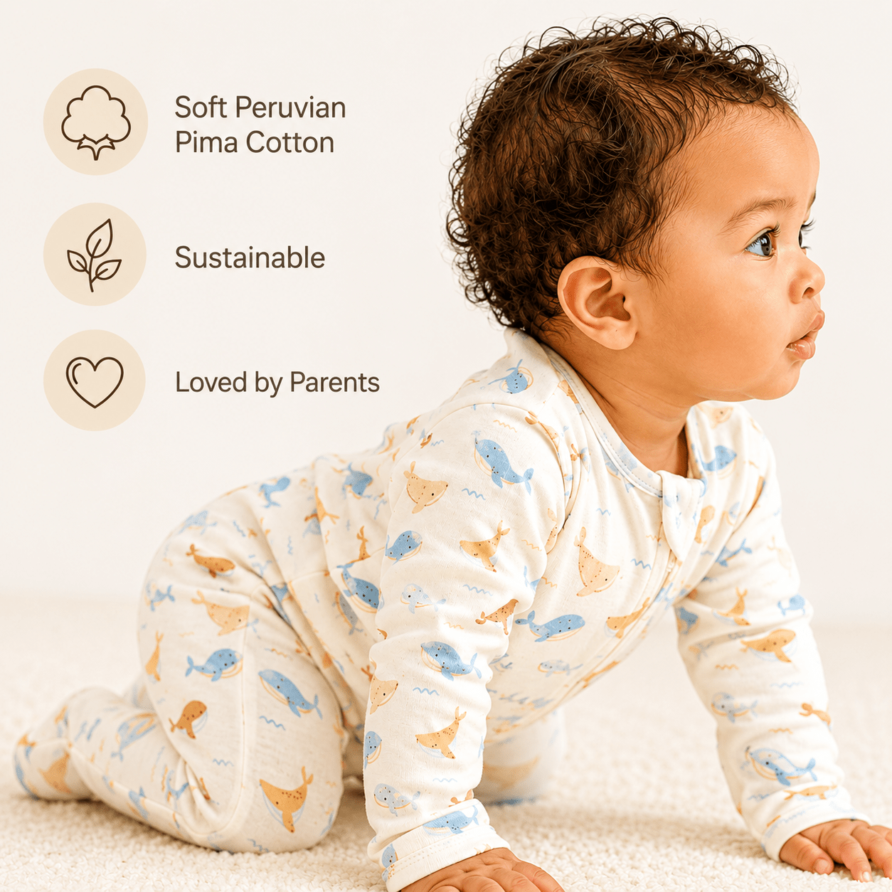 Whale Tales Zip Footie - Magnolia BabyFootie