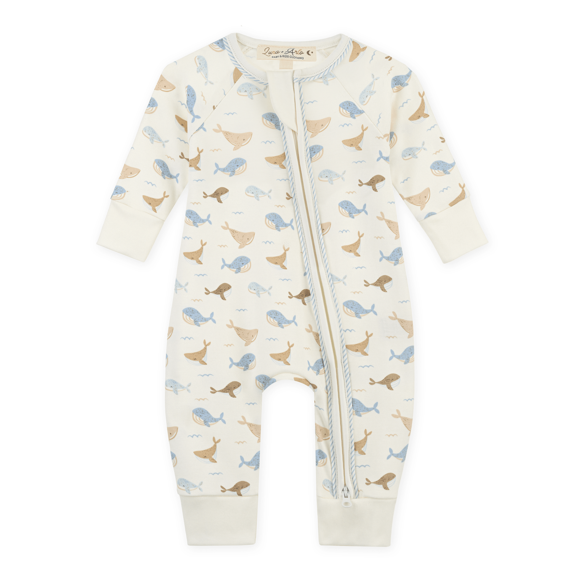 Luna and Arlo_Whale Tales Zip Playsuit - Ivory_1