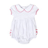 White and Red Basics Collared Short Sleeve Girl Bubble - Magnolia BabyBubble