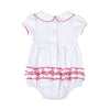 White and Red Basics Collared Short Sleeve Girl Bubble - Magnolia BabyBubble