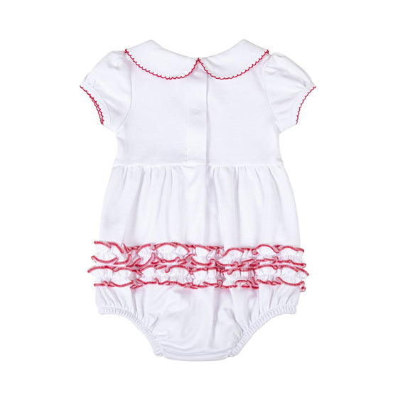 White and Red Basics Collared Short Sleeve Girl Bubble - Magnolia BabyBubble