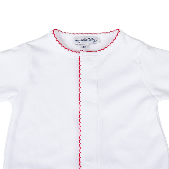 White and Red Basics Footie - Magnolia BabyFootie