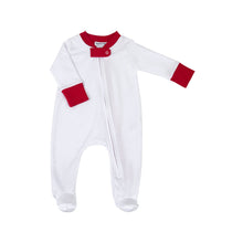  White and Red Basics Zip Footie - Magnolia BabyFootie