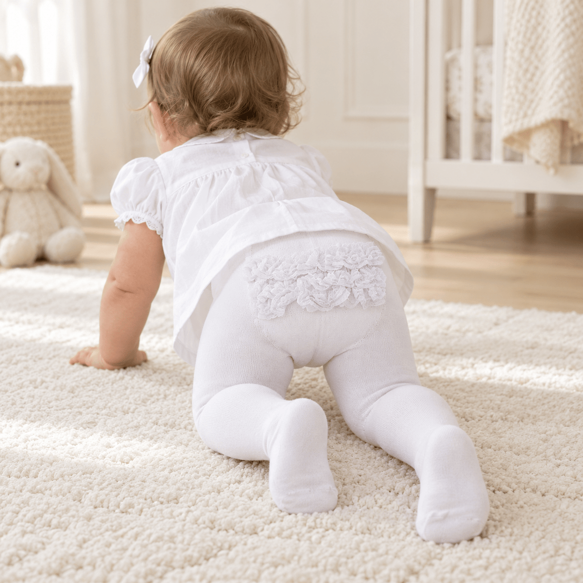 RuffleButts + RuggedButts_White Footed Ruffled Tights_1