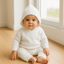  White Knitted Zip - Back Hoodie by Magnolia Baby - Magnolia BabyKnits
