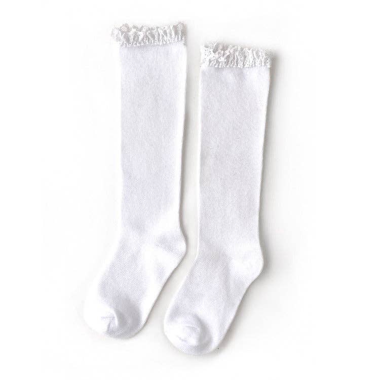 White Lace Top Knee Highs - Magnolia BabySocks