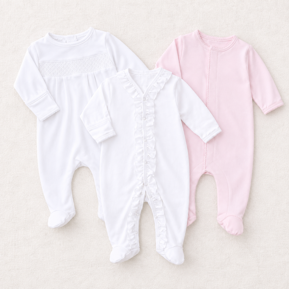 Baby Girl Footie Set - Essentials Mix - Set of 3