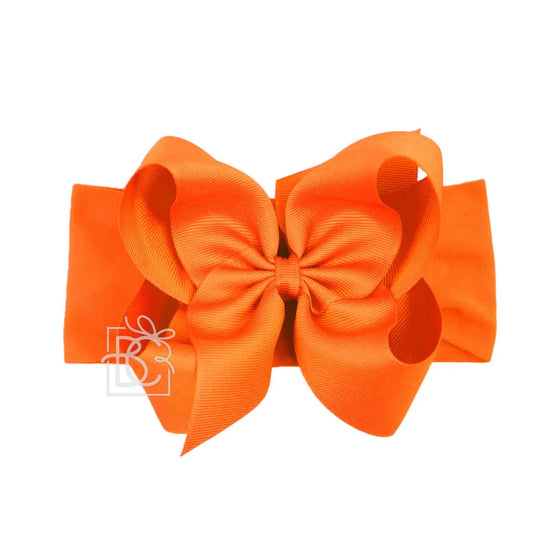 Wide Headband with 5.5" Signature Grosgrain Bow - Orange - Magnolia BabyHeadband