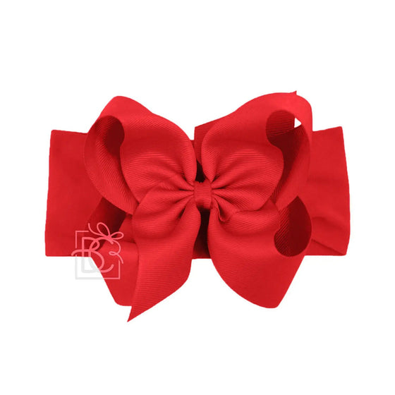 Wide Headband with 5.5" Signature Grosgrain Bow - Red - Magnolia BabyHeadband