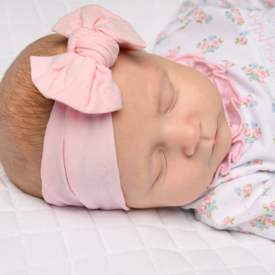 Wide Headband with Knot Bow - Powder Pink - Magnolia BabyHeadband