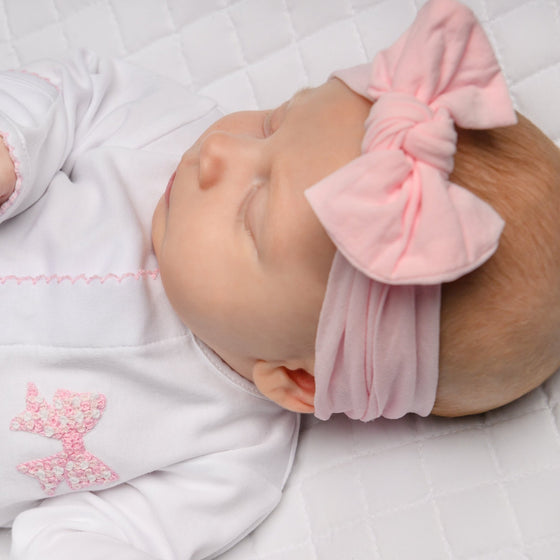 Wide Headband with Knot Bow - Powder Pink - Magnolia BabyHeadband