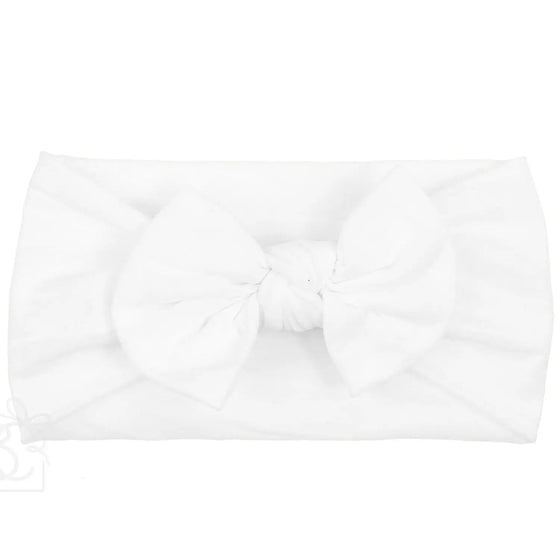 Wide Headband with Knot Bow - White - Magnolia BabyHeadband