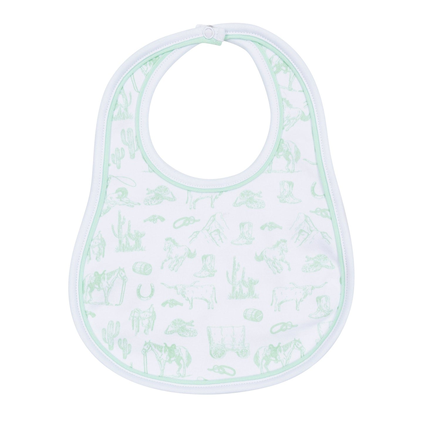 Wild West Toile Bib - Celery - Magnolia BabyBib