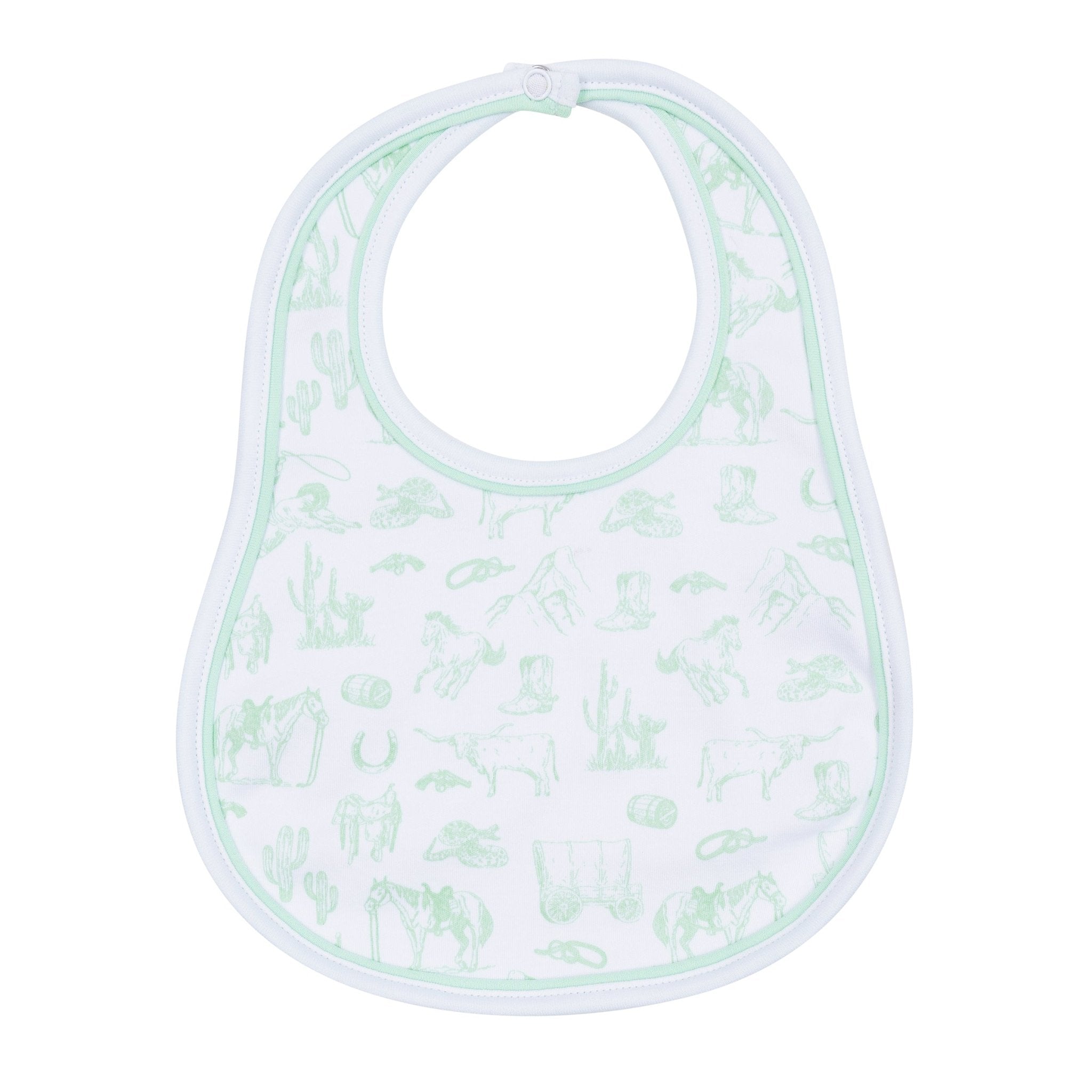 Wild West Toile Bib - Celery - Magnolia BabyBib