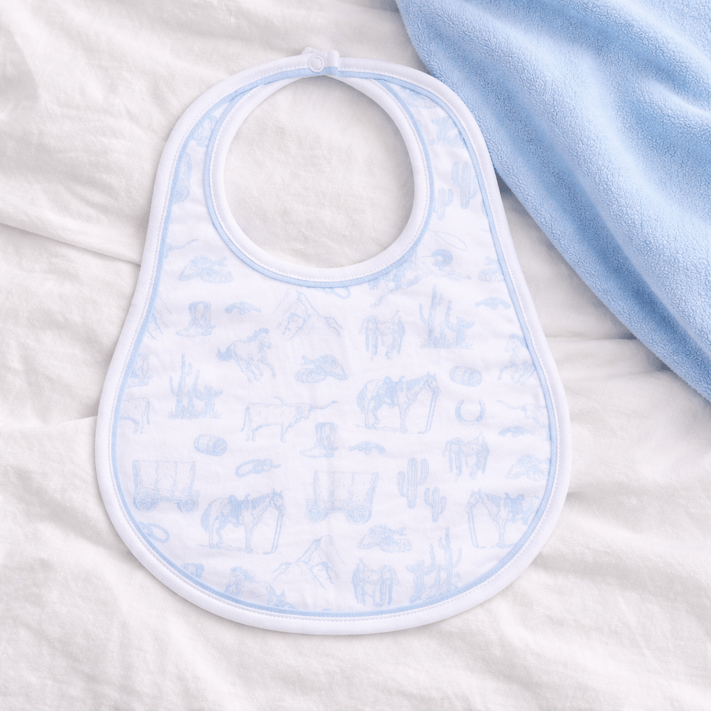 Magnolia Baby_Wild West Toile Bib - Light Blue_1