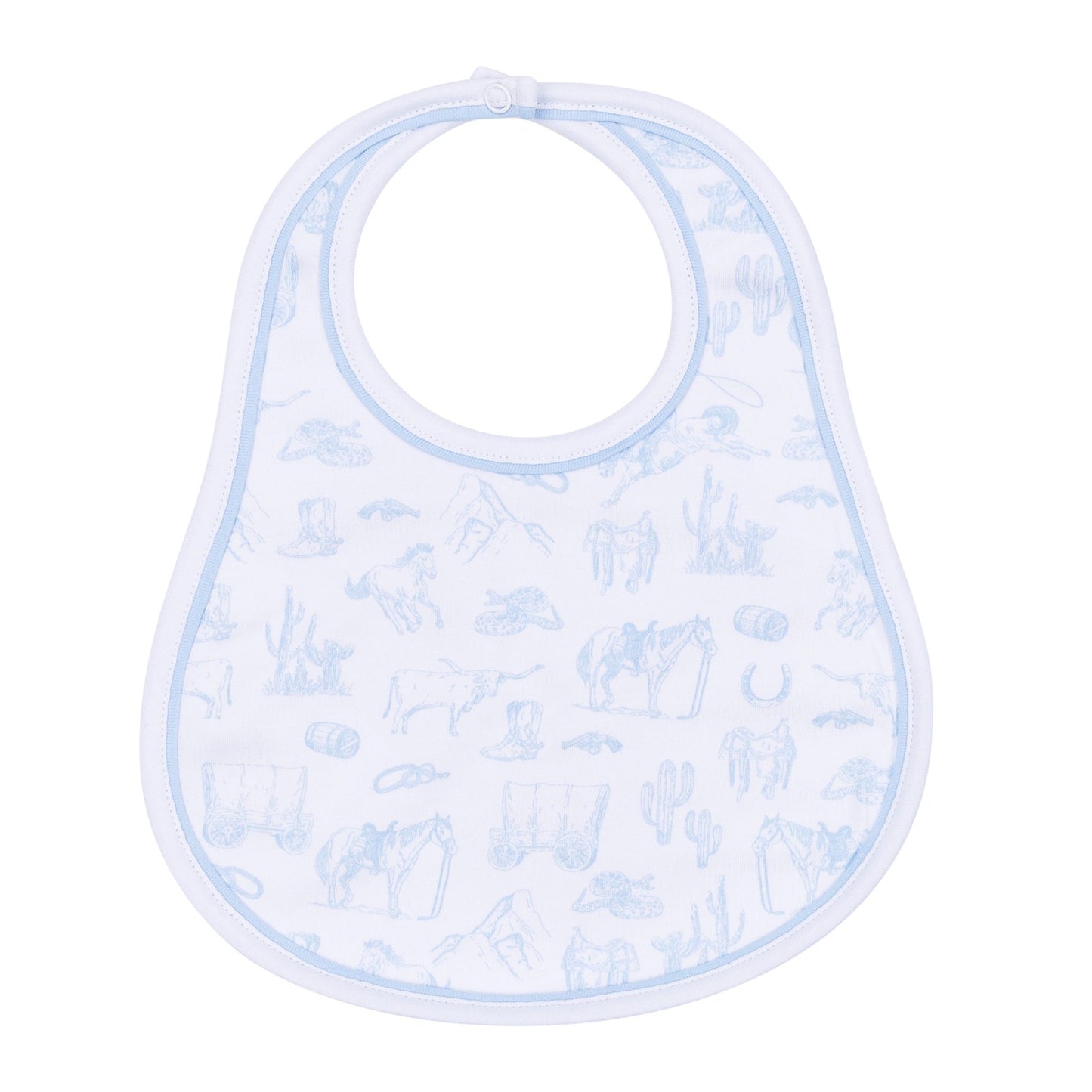 Wild West Toile Bib - Light Blue - Magnolia BabyBib