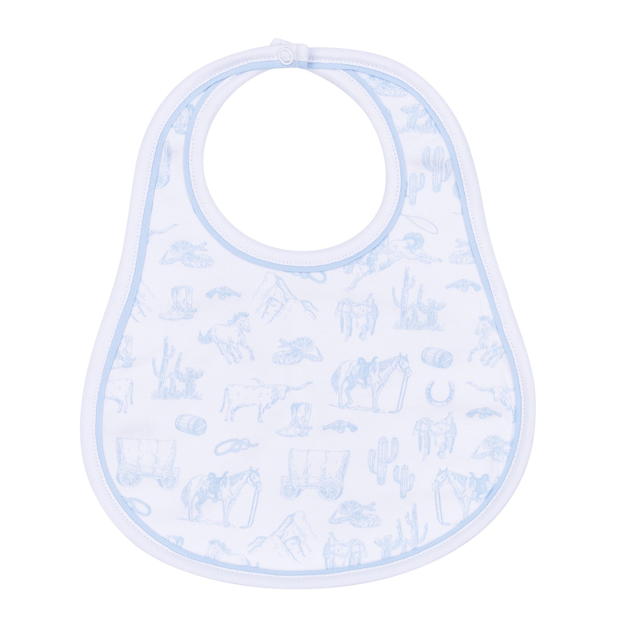 Wild West Toile Bib - Light Blue - Magnolia BabyBib