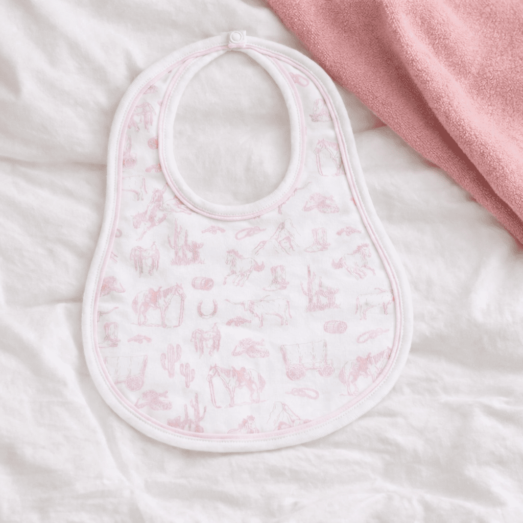 Wild West Toile Bib - Pink - Magnolia BabyBib