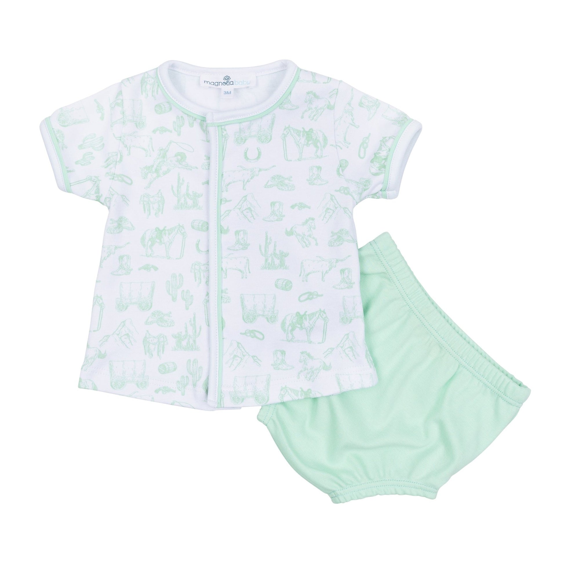 Wild West Toile Diaper Cover Set - Celery - Magnolia BabyDiaper Cover