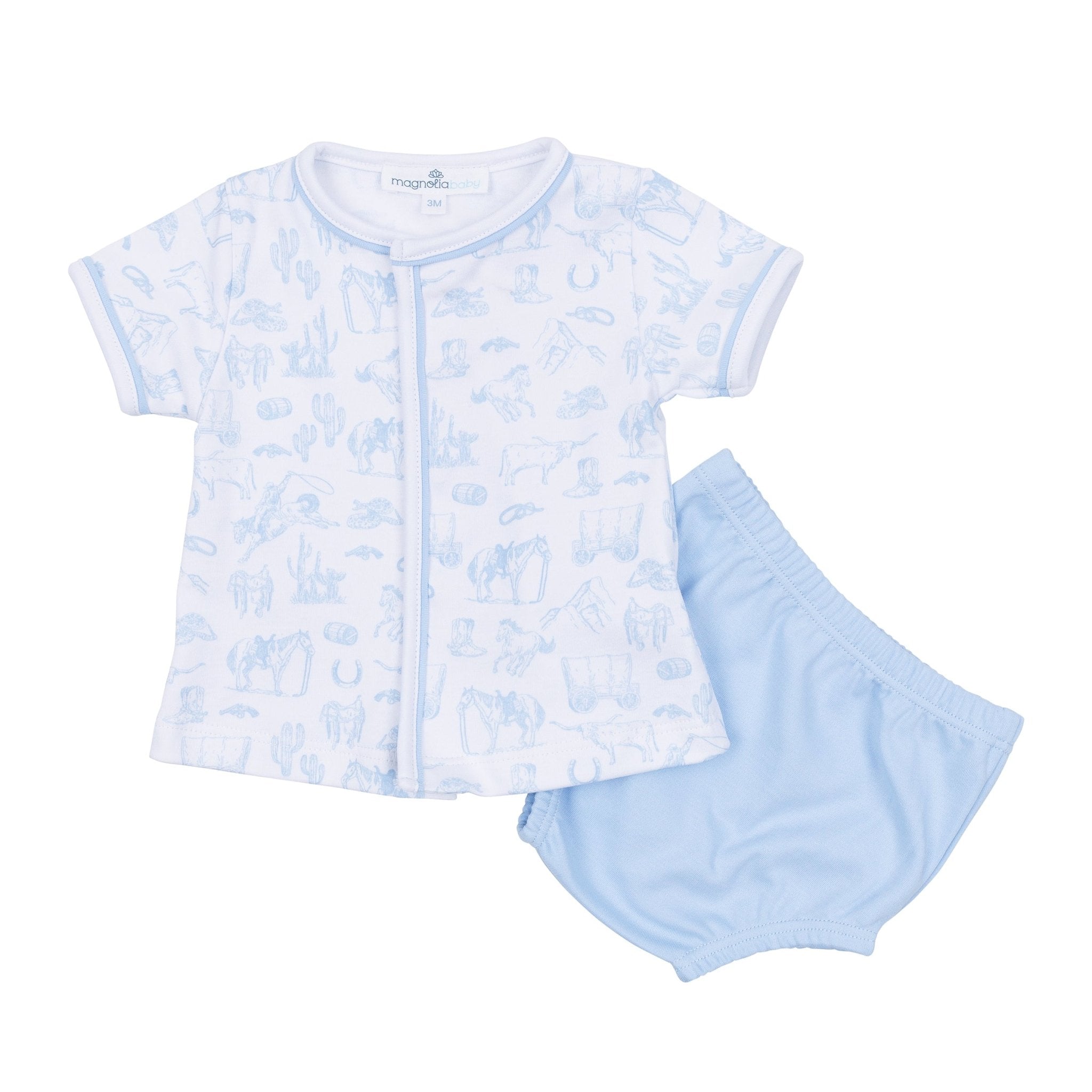 Wild West Toile Diaper Cover Set - Light Blue - Magnolia BabyDiaper Cover