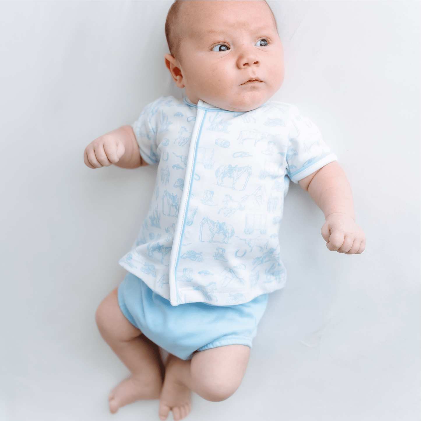 Wild West Toile Diaper Cover Set - Light Blue - Magnolia BabyDiaper Cover