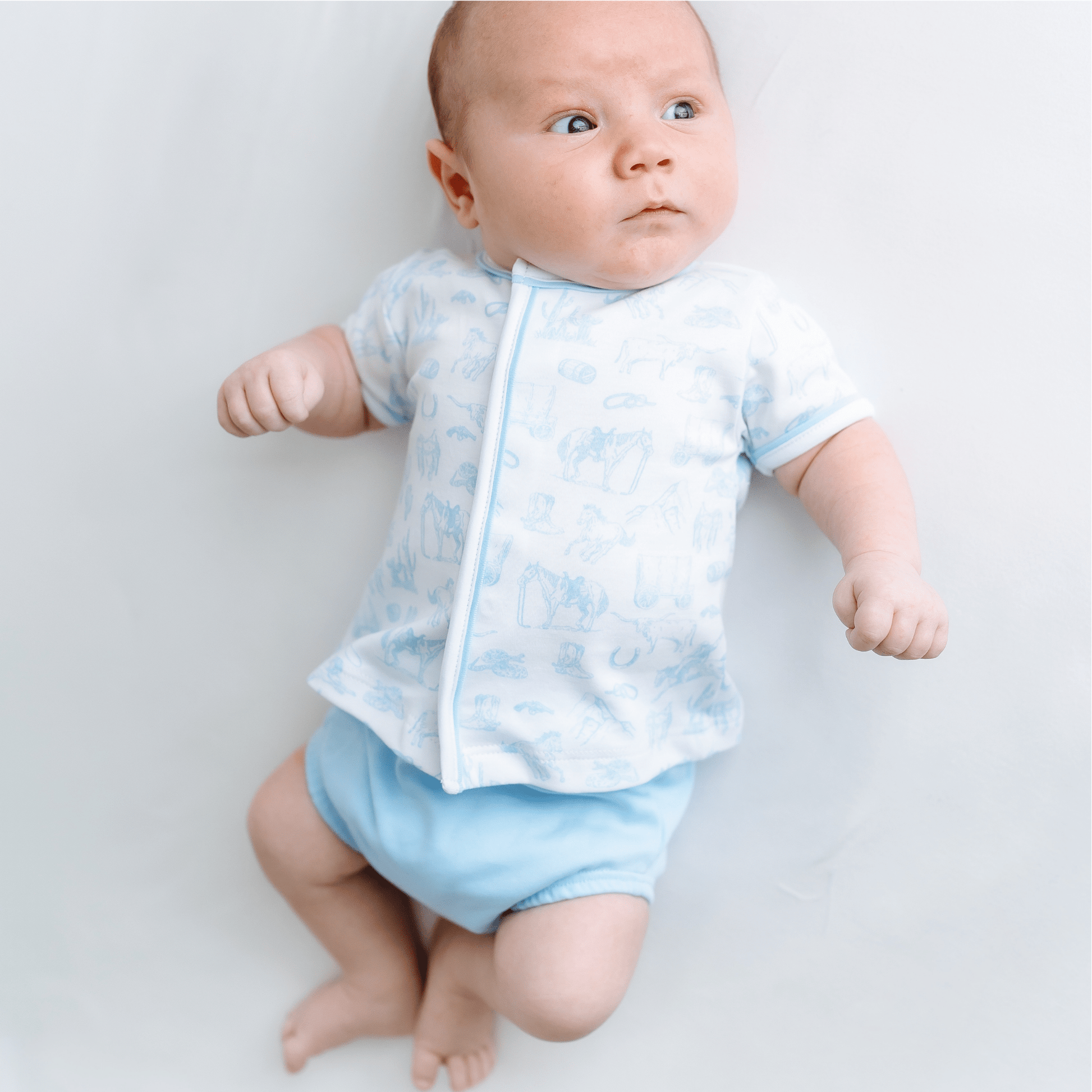 Wild West Toile Diaper Cover Set - Light Blue - Magnolia BabyDiaper Cover