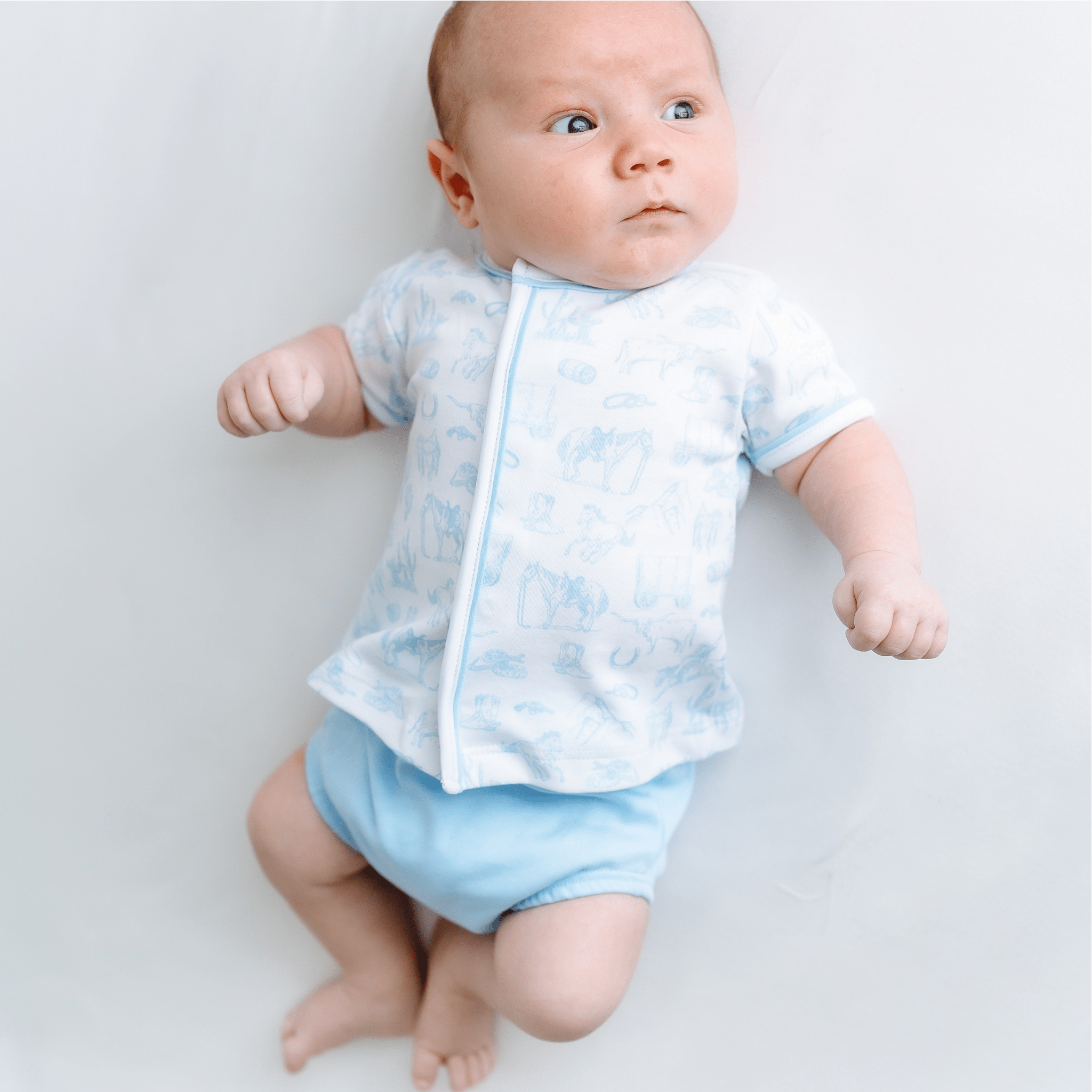 Wild West Toile Diaper Cover Set - Light Blue - Magnolia BabyDiaper Cover