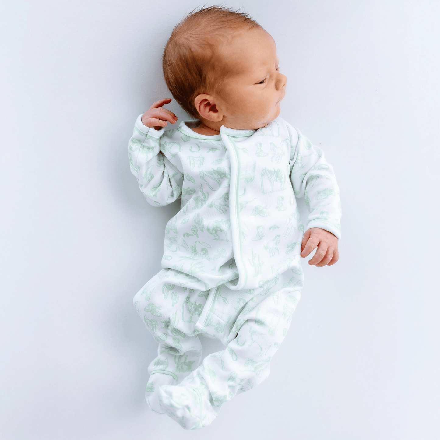 Wild West Toile Footie - Celery - Magnolia BabyFootie
