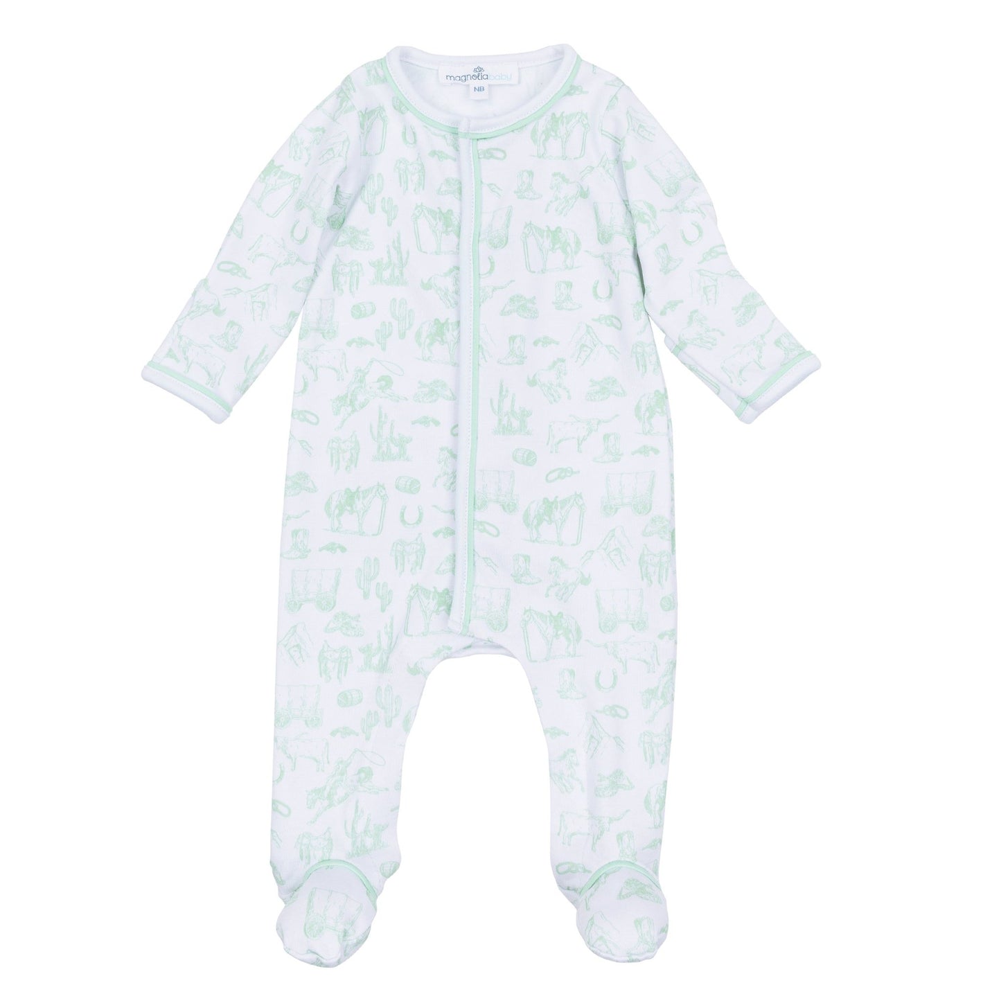 Wild West Toile Footie - Celery - Magnolia BabyFootie