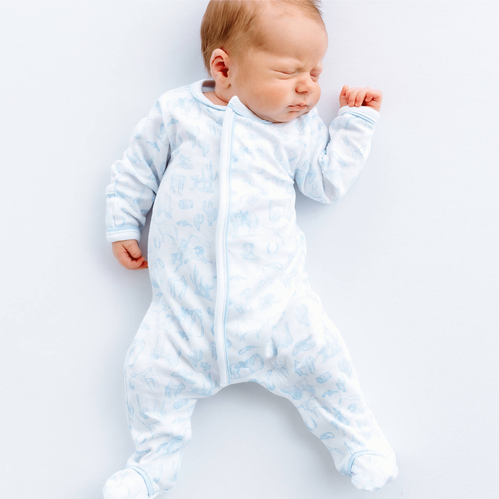 Wild West Toile Footie - Light Blue - Magnolia BabyFootie