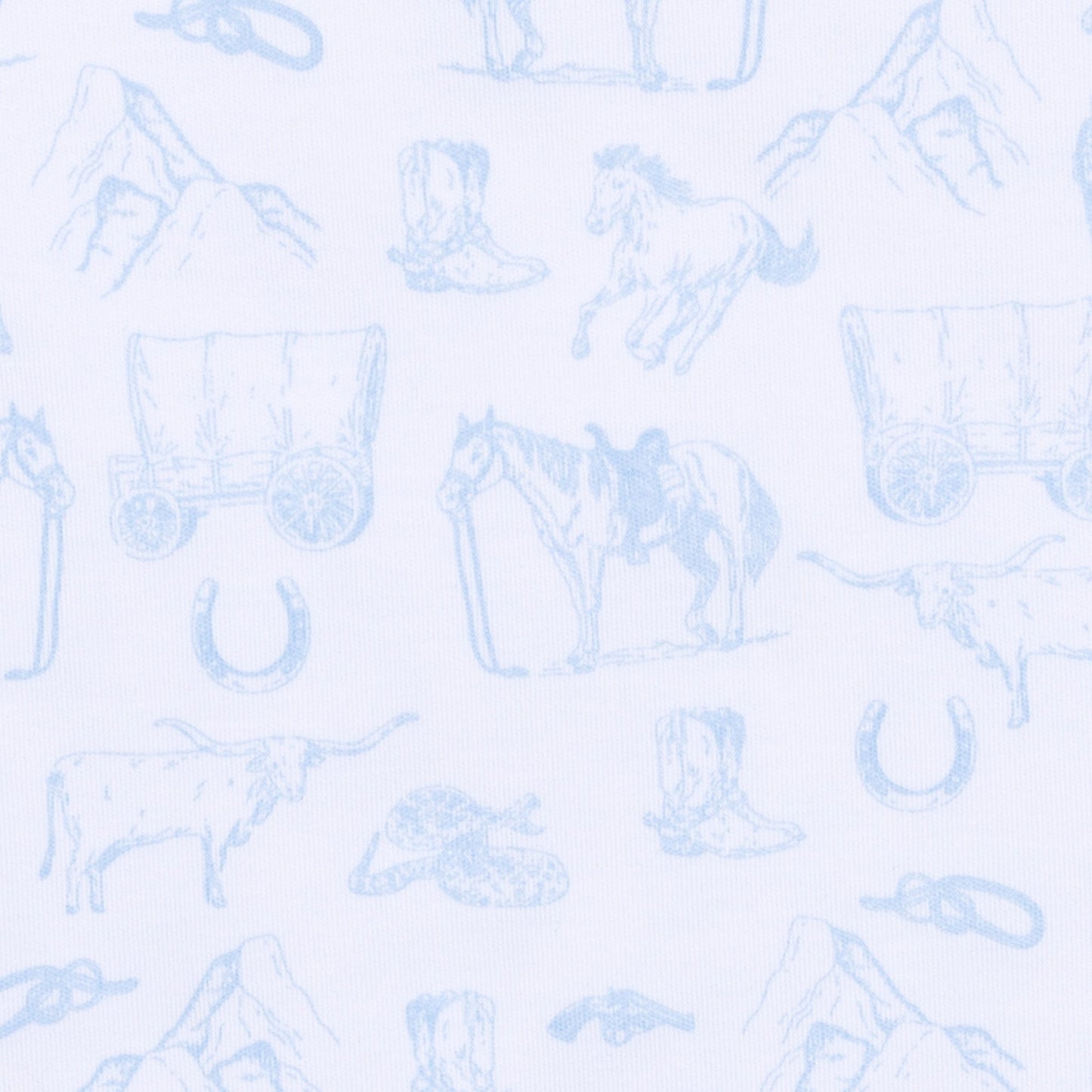 Wild West Toile Footie - Light Blue - Magnolia BabyFootie