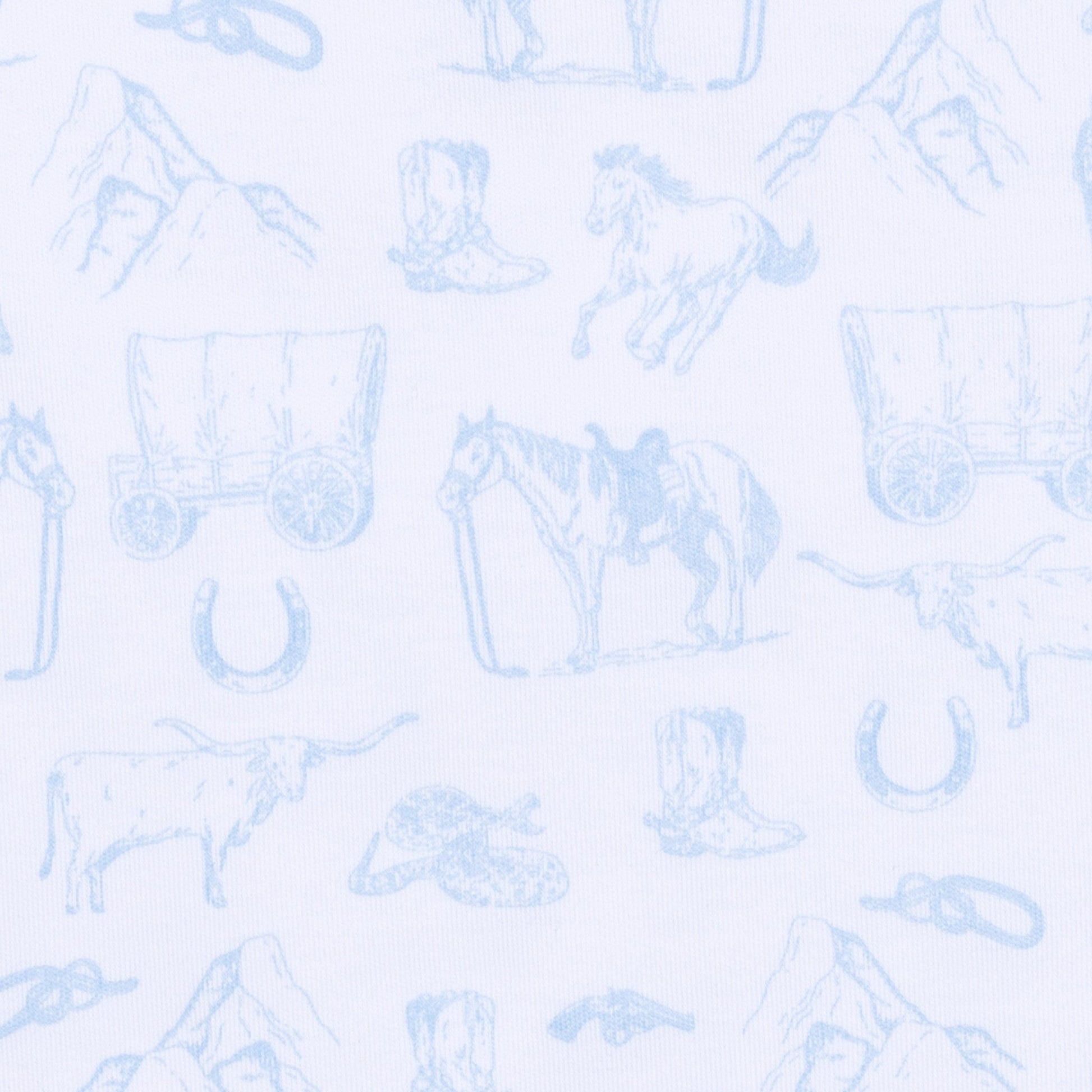 Wild West Toile Footie - Light Blue - Magnolia BabyFootie