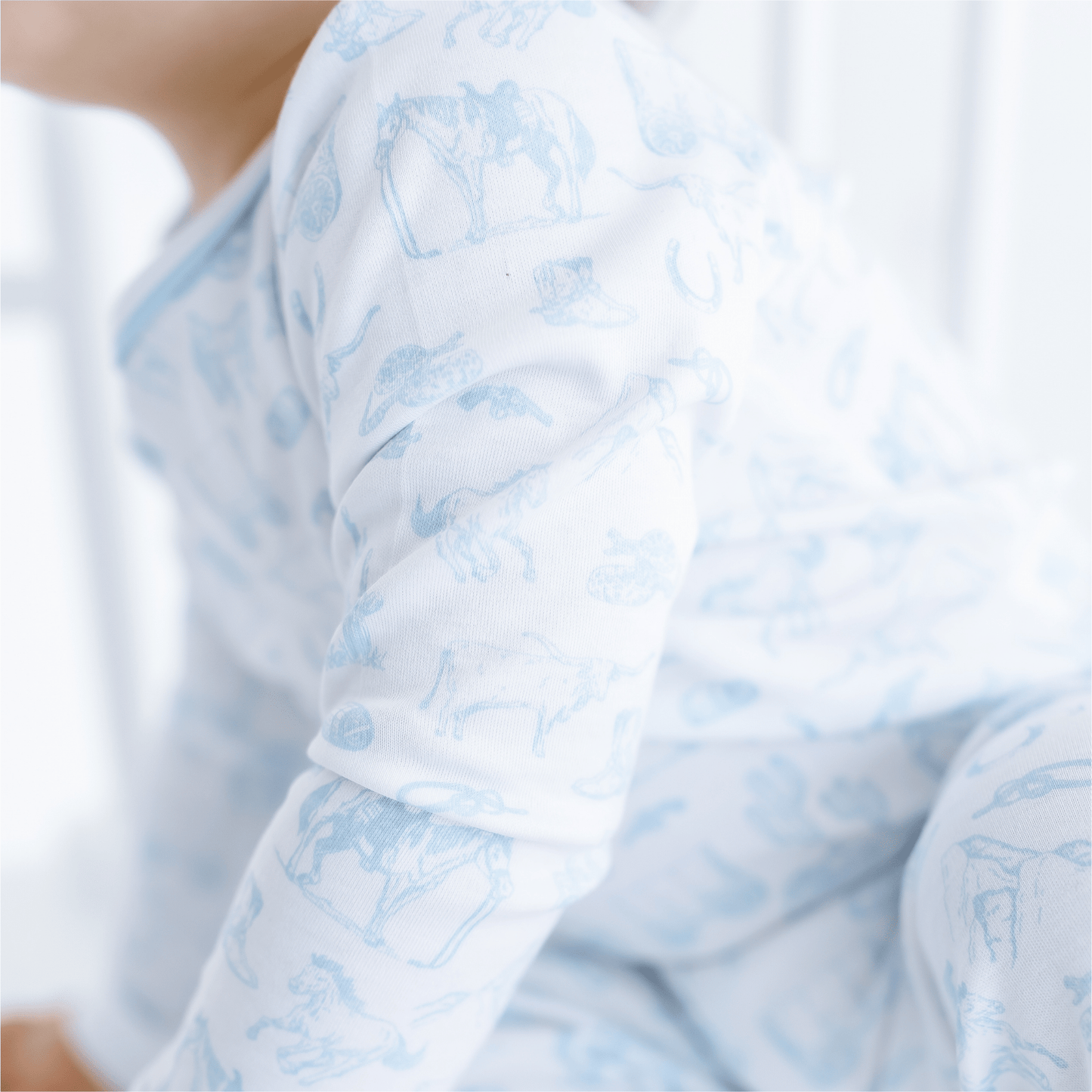Wild West Toile Long Pajamas - Light Blue - Magnolia BabyLong Pajamas