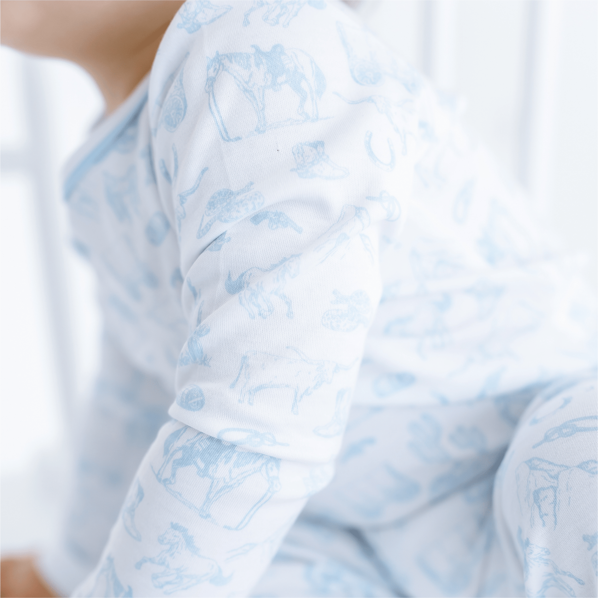 Wild West Toile Long Pajamas - Light Blue - Magnolia BabyLong Pajamas