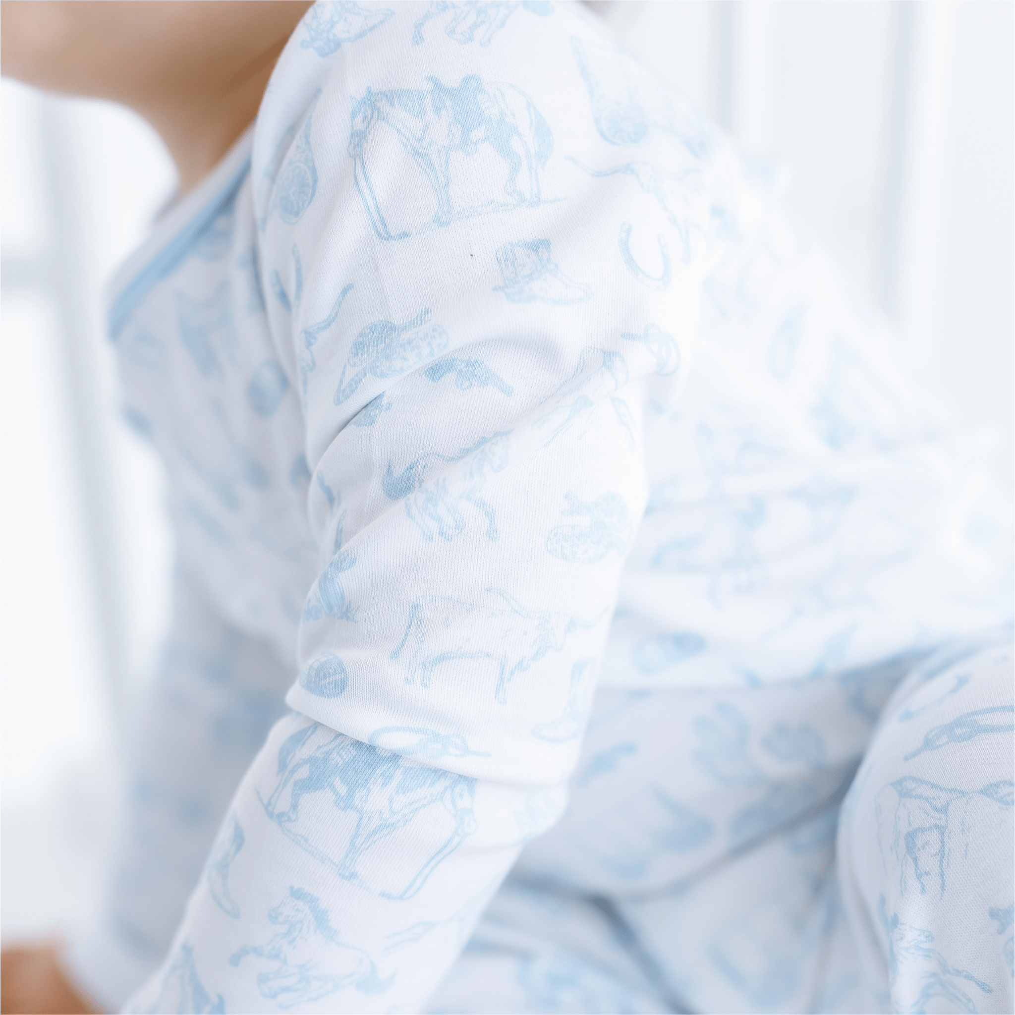 Wild West Toile Long Pajamas - Light Blue - Magnolia BabyLong Pajamas