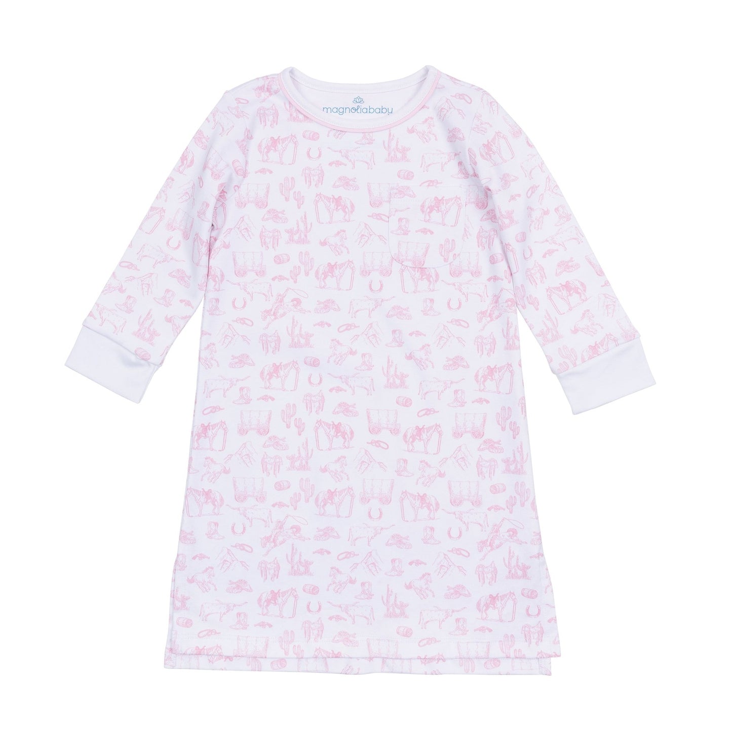 Wild West Toile Long Sleeve Nightdress - Pink - Magnolia BabyNightdress