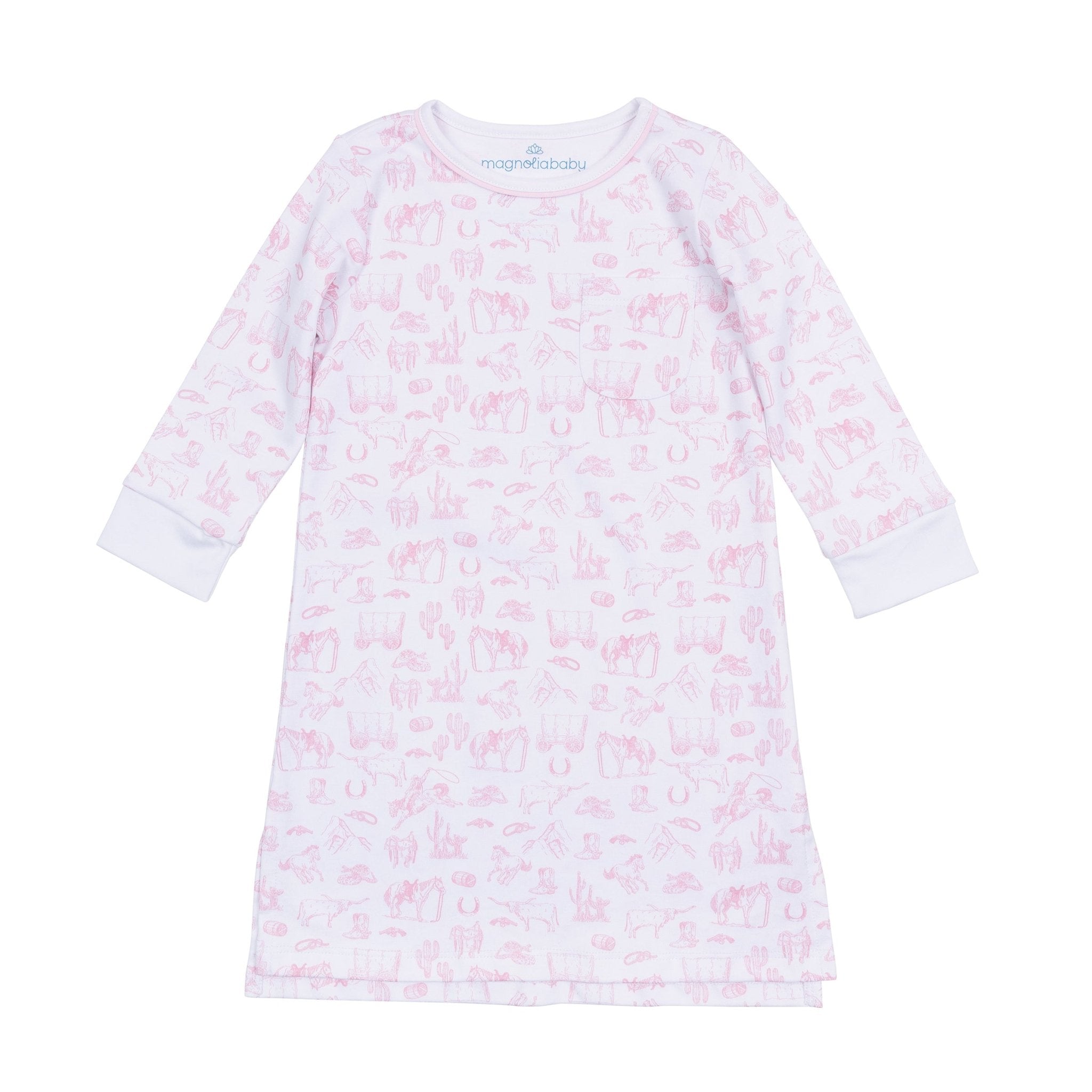 Wild West Toile Long Sleeve Nightdress - Pink - Magnolia BabyNightdress
