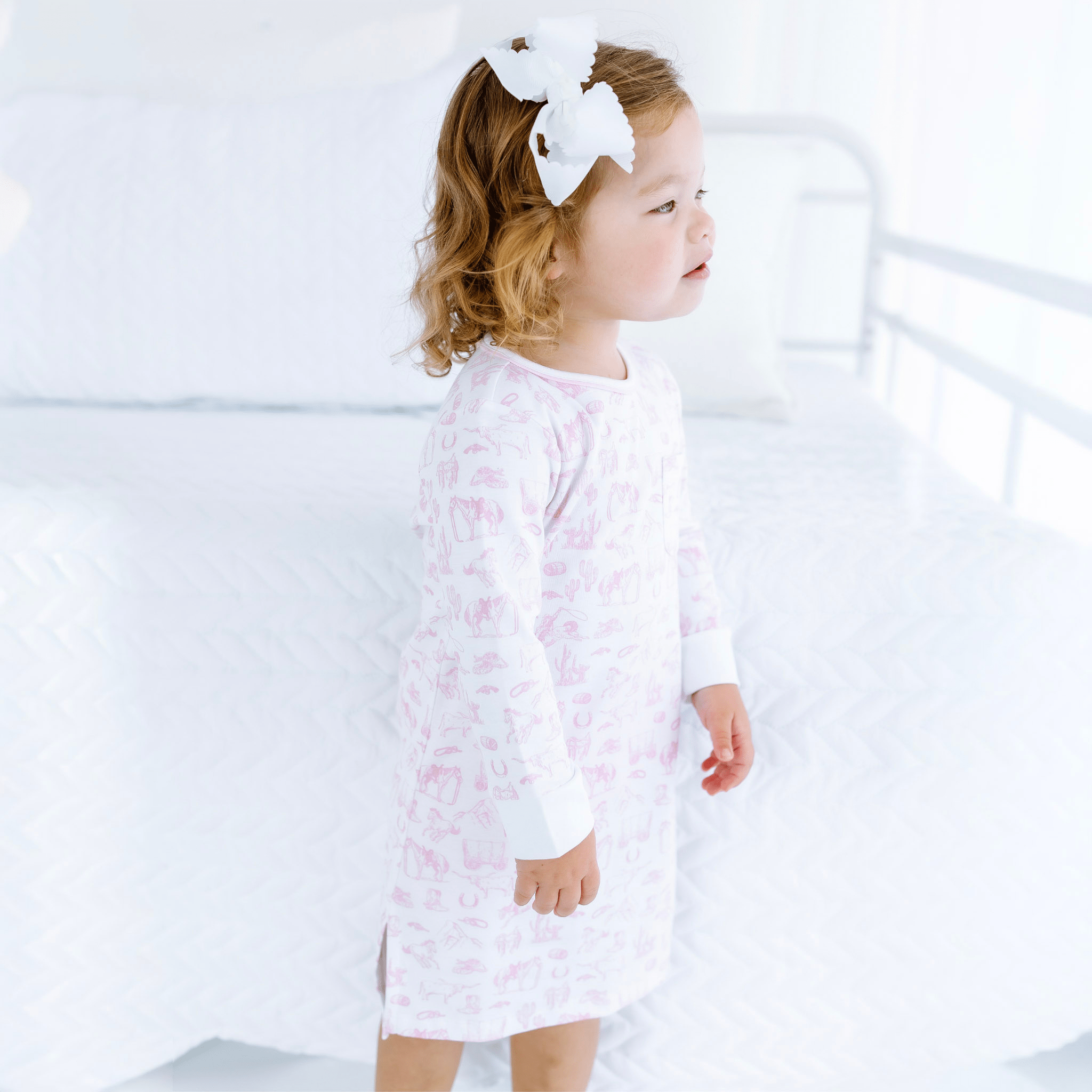 Wild West Toile Long Sleeve Nightdress - Pink - Magnolia BabyNightdress
