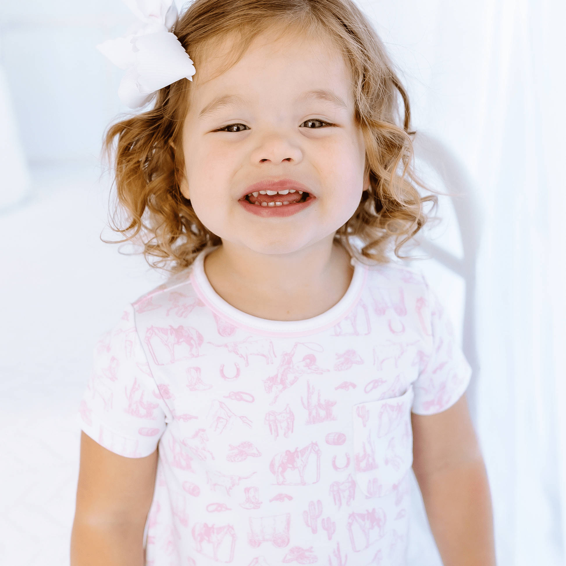 Wild West Toile Short Sleeve Nightdress - Pink - Magnolia BabyNightdress