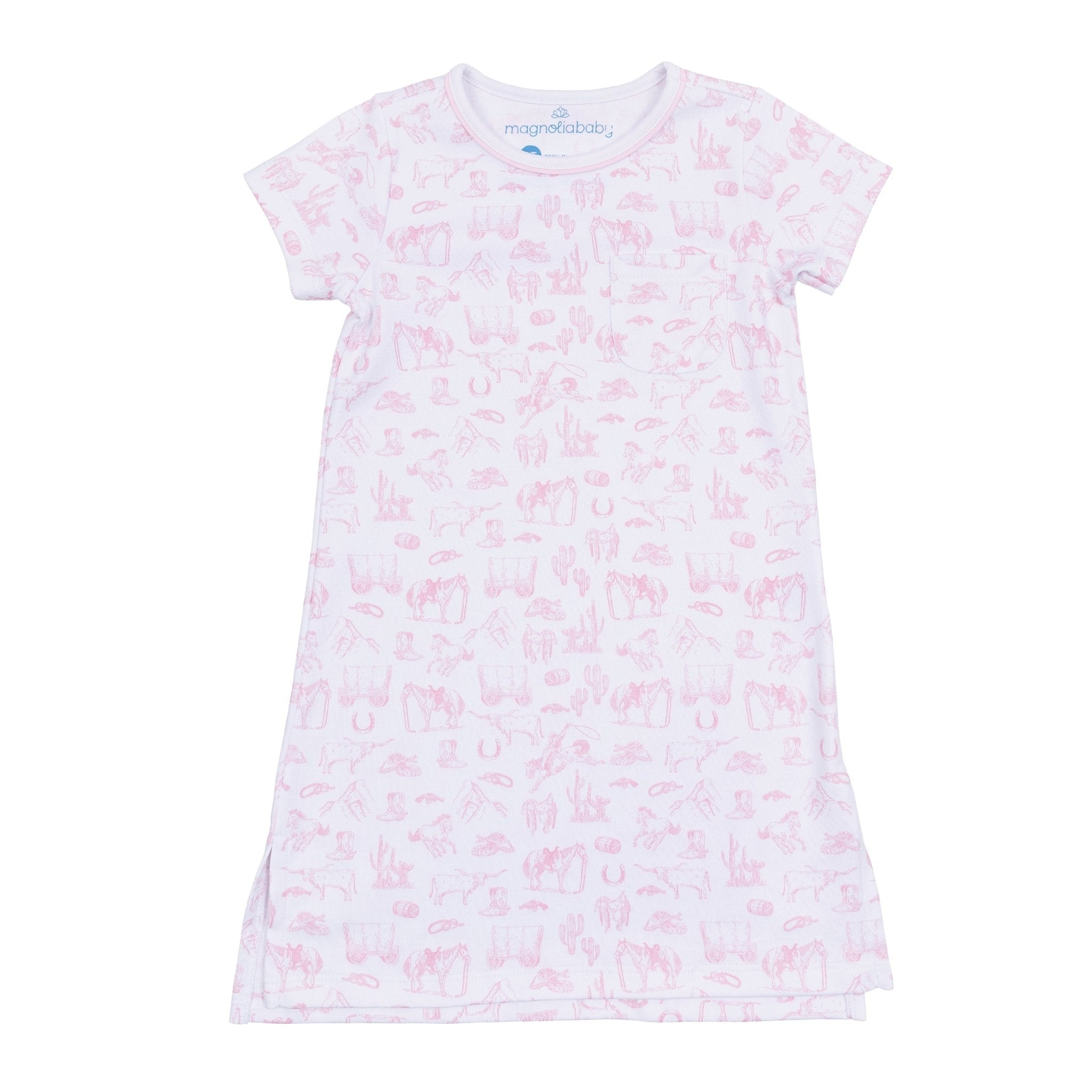 Wild West Toile Short Sleeve Nightdress - Pink - Magnolia BabyNightdress