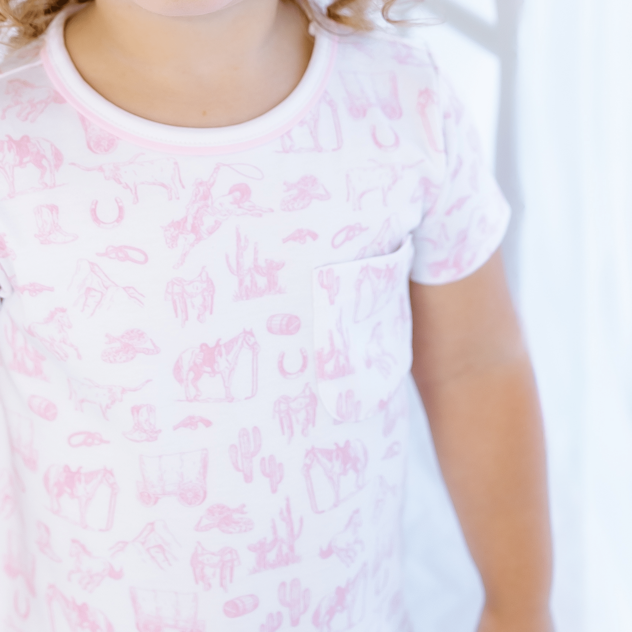 Wild West Toile Short Sleeve Nightdress - Pink - Magnolia BabyNightdress