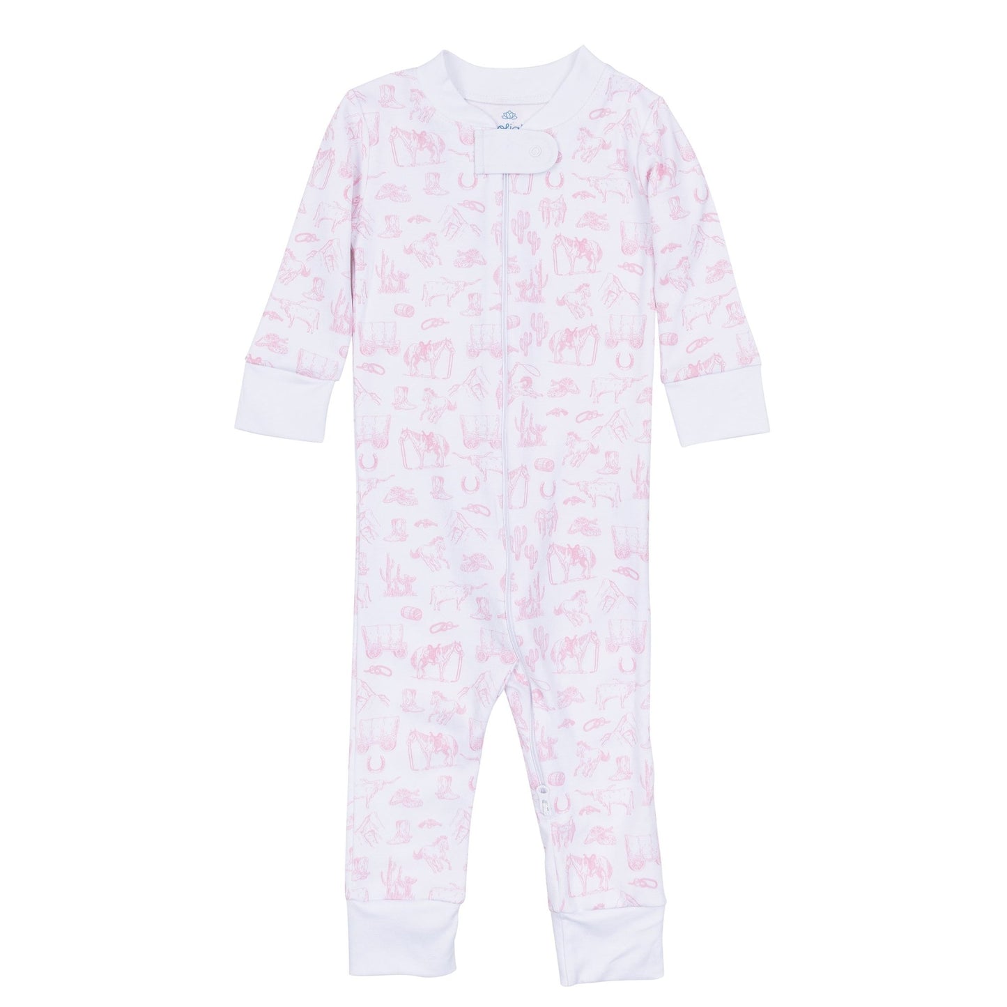 Magnolia Baby_Wild West Toile Zip Pajamas - Pink_1
