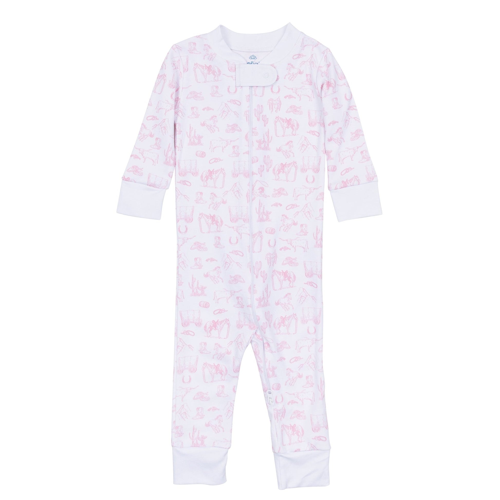 Magnolia Baby_Wild West Toile Zip Pajamas - Pink_1