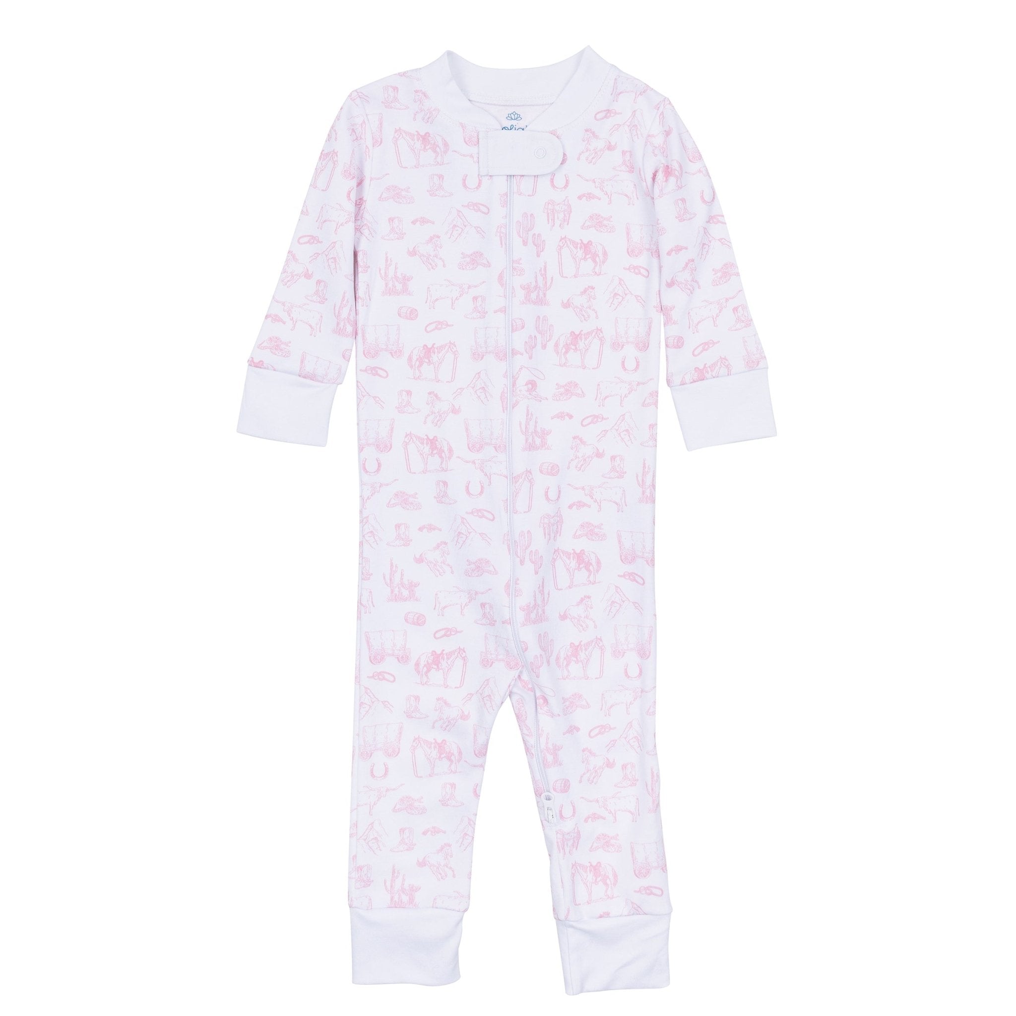 Magnolia Baby_Wild West Toile Zip Pajamas - Pink_1