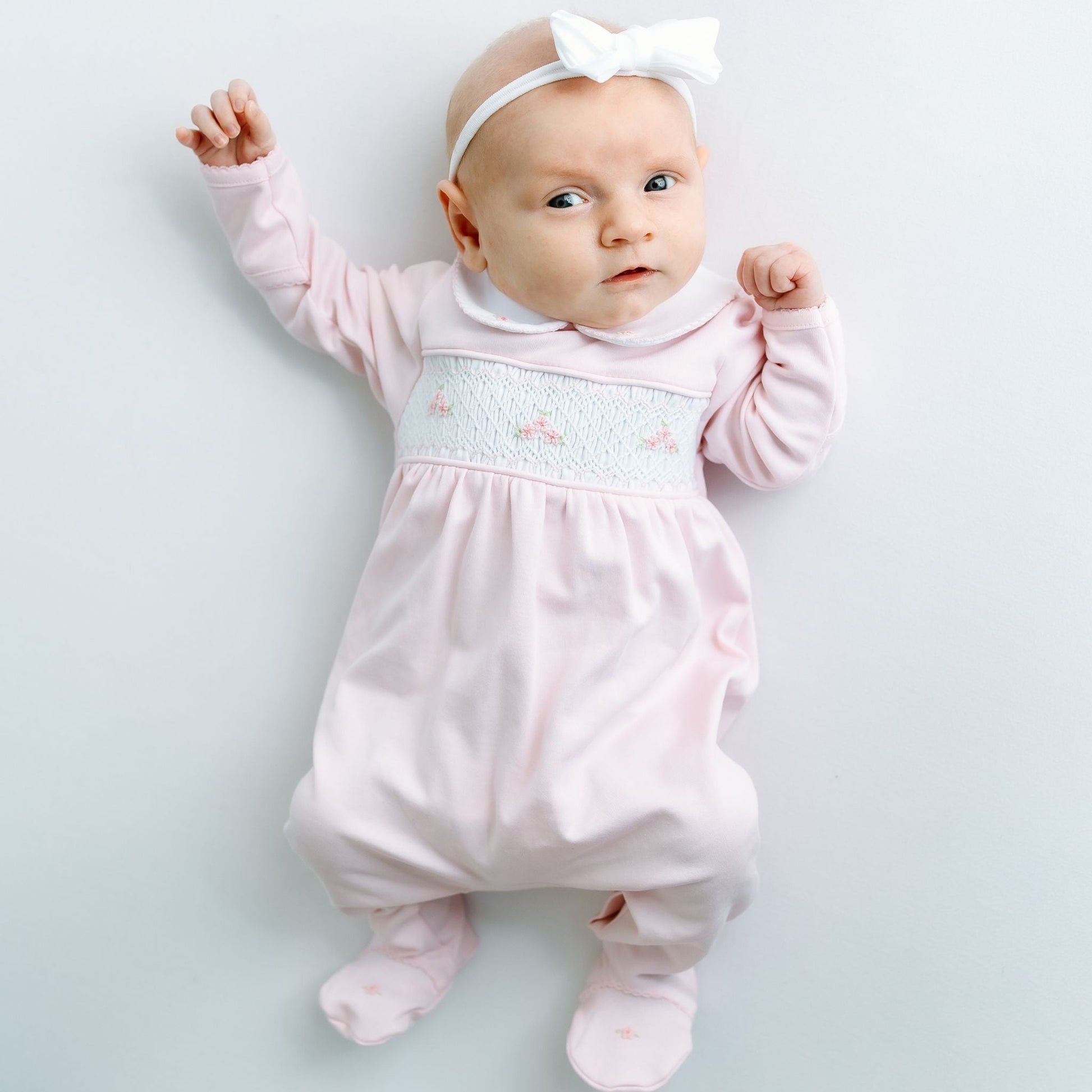 Willow's Classics Smocked Footie - Pink - Magnolia BabyFootie