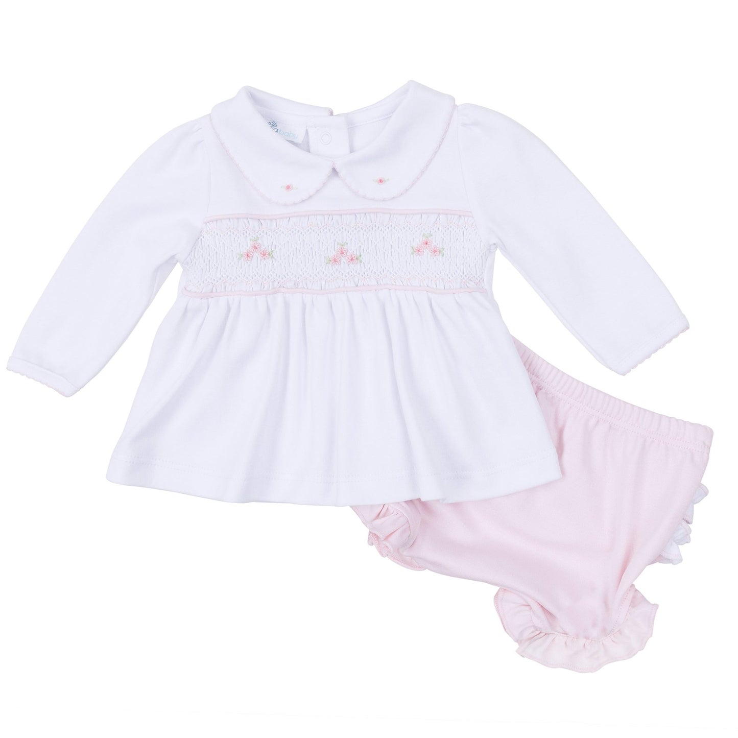 Willow's Classics Smocked Ruffle Long Sleeve Diaper Cover Set - Pink - Magnolia BabyDiaper Cover