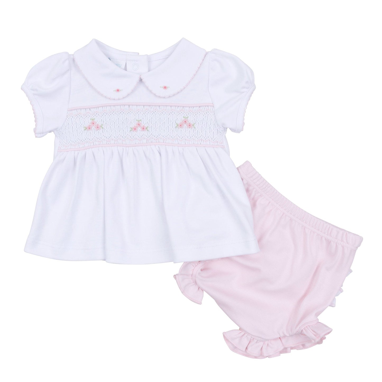 Willow's Classics Smocked Ruffle Short Sleeve Diaper Cover Set - Pink - Magnolia BabyDiaper Cover