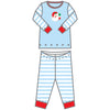 Winking Santa Applique Blue Big Kids Long Pajamas - Magnolia BabyLong Pajamas